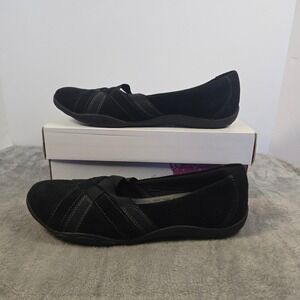 Clarks Cloudsteppers Sillian Tino Black Suede Ballet Flats Womens Slip On Shoes